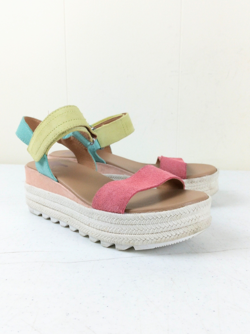 Sorel Cameron Flatform Sandals Women Size 7 Multicolor Suede Leather